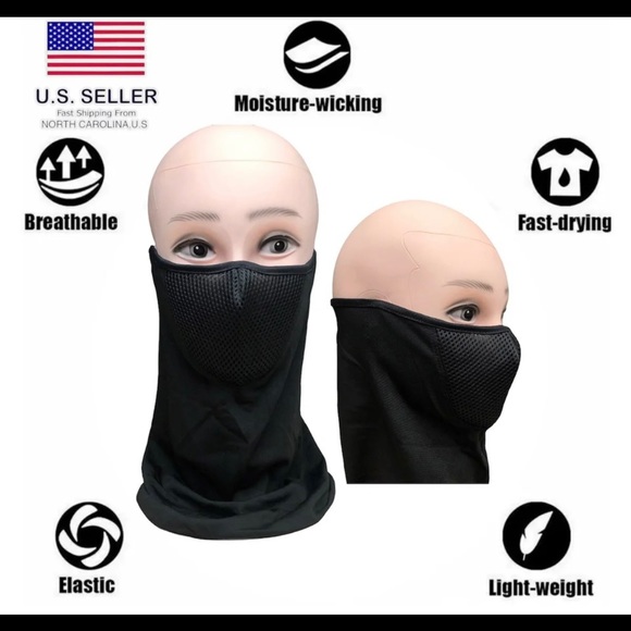New Black Neck Gaiter Snood Face Mask Covering Bandana Scarf Reusable Breathable - Picture 1 of 6